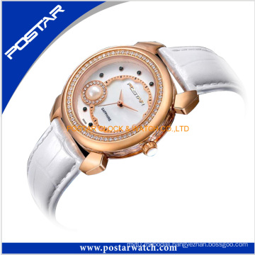 New Design Lady Pearl and Sapphire Dial Quartz Watch Sideview of Case with Glass